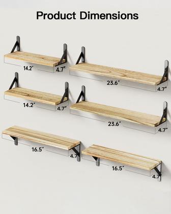 Imagem de Prateleiras de parede AMADA HOMEFURNISHING Long Rustic Wood 6 unidades