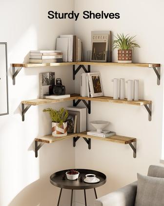 Imagem de Prateleiras de parede AMADA HOMEFURNISHING Long Rustic Wood 6 unidades