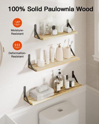 Imagem de Prateleiras de parede AMADA HOMEFURNISHING Long Rustic Wood 6 unidades