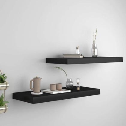Imagem de Prateleiras de parede flutuantes vidaXL, conjunto de 2, MDF em forma de favo de mel, preto