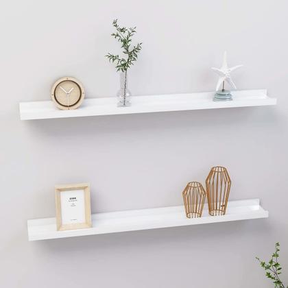 Imagem de Prateleiras de parede VidaXL High Gloss White Conjunto de 2 MDF 80x9x3cm
