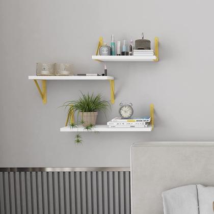 Imagem de Prateleiras flutuantes YGEOMER para parede branca (conjunto de 4)