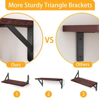 Imagem de Prateleiras flutuantes YGEOMER Walnut Red Brown para parede (conjunto de 4)