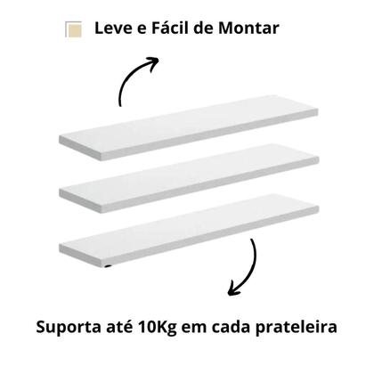 Imagem de Prateleiras Para Livro Kit C/3 Multiuso Parede Quarto Closet