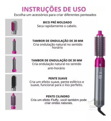 Imagem de Praticidade no Dia a Dia: Escova 5 em 1 Secador de Cabelo Escova Alisadora 220V