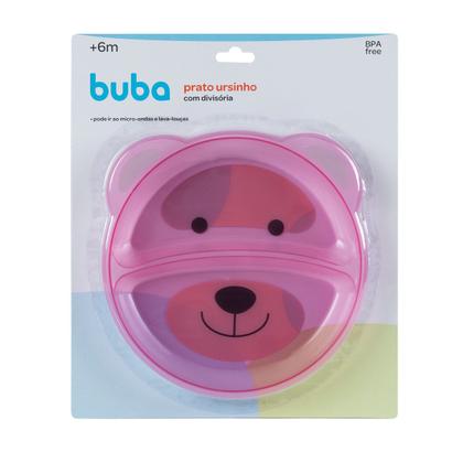 Imagem de Pratinho com 2 Divisórias Urso Azul Rosa Para Microondas Buba