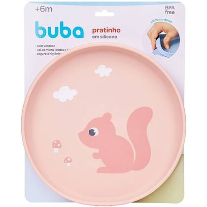 Imagem de Pratinho Em Silicone Com Ventosa Cloudy Rosa Esquilo 20890 - Buba