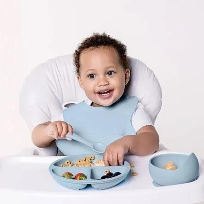 Imagem de Pratinho Infantil em Silicone com Divisória e Ventosa Azul