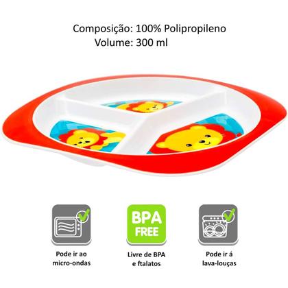 Imagem de Pratinho Leãozinho Prato com Divisórias Infantil Bebês Buba
