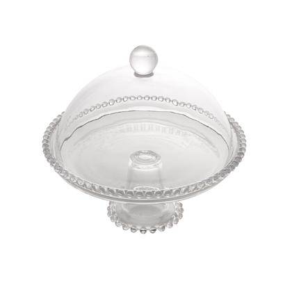 Imagem de Prato 20 cm para bolo de cristal transparente com pé e tampa Pearl Wolff - 28272