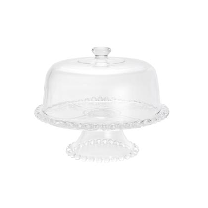 Imagem de Prato 31 cm para bolo de cristal transparente com pé e tampa Pearl Wolff - 30135