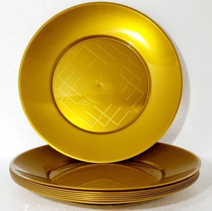 Imagem de Prato acrilico 22cm dourado c/10un.