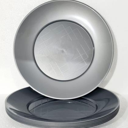 Imagem de Prato Acrílico Resistente 15cm Prata - 10 unid