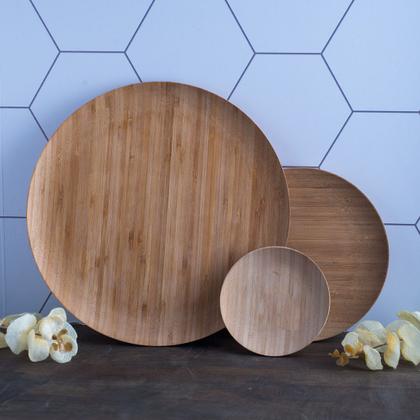 Imagem de Prato Bambu Redondo Mini 11cm Kit 6pç Entrega Imediata