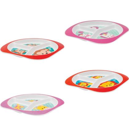 Imagem de Prato Com 3 Divisórias Animal Fun Introdução Alimentar Bebê Infantil Buba Pode Microondas e Lava Louças