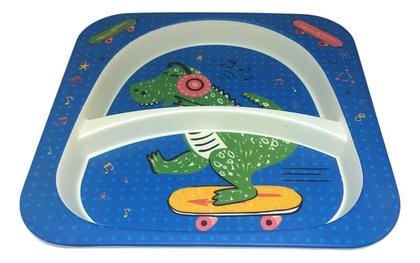 Imagem de Prato com Divisória Infantil Fibra De Bambu Pratinho Comida Bebê Alimentar