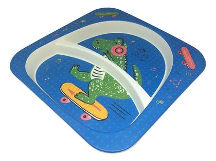 Imagem de Prato com Divisória Infantil Fibra De Bambu Pratinho Comida Bebê Alimentar