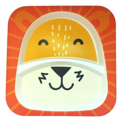 Imagem de Prato com Divisória Infantil Fibra De Bambu Pratinho Comida Bebê Alimentar