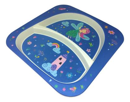 Imagem de Prato com Divisória Infantil Fibra De Bambu Pratinho Comida Bebê Alimentar