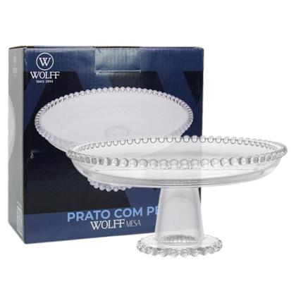Imagem de Prato Com Pé Em Cristal 20cm Pearl Bolinhas Para Bolos Doces Sem Tampa