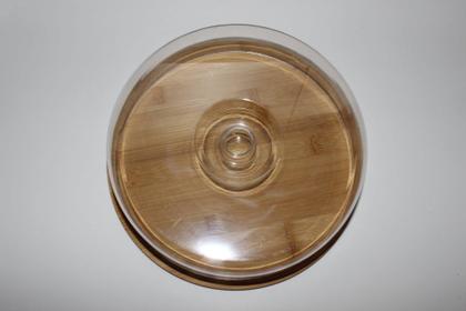 Imagem de Prato De Bolo Com Tampa De Bambu 28X28X9,5Cm - Jolitex