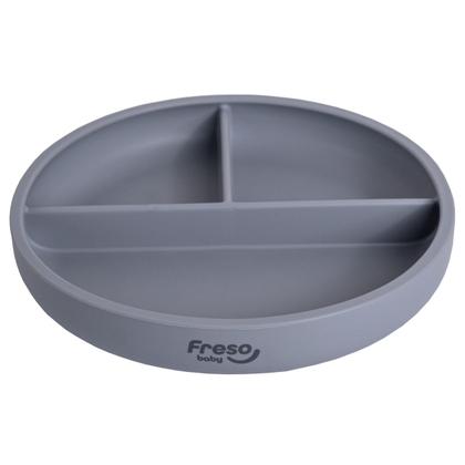 Imagem de Prato de Silicone Infantil c/Ventosa e Divisória Cinza Freso