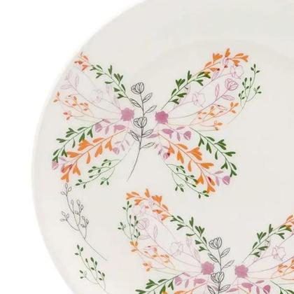 Imagem de Prato de Sobremesa Cerâmica 20cm Oxford Borboleta Unni Jardim Secreto