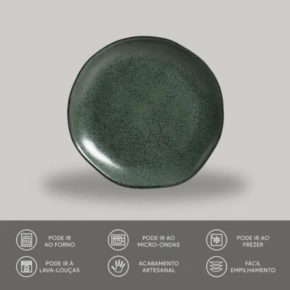 Imagem de Prato De Sobremesa De Cerâmica Organico Arauco Verde 19,5cm Porto Brasil