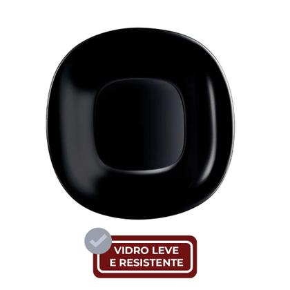 Imagem de Prato de Sobremesa Preto Quadrado Square 20cm Vidro Opalino Em Casa Tem