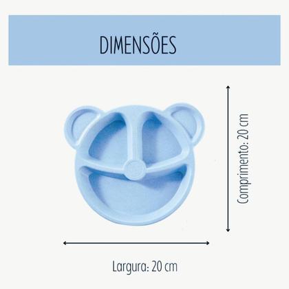 Imagem de Prato de Urso Infantil Para Bebê com Divisórios e Talheres