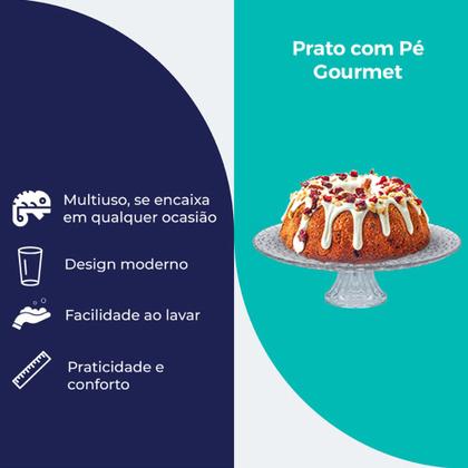 Imagem de Prato de Vidro com Pé Gourmet para Bolos e Sobremesas Ruvolo