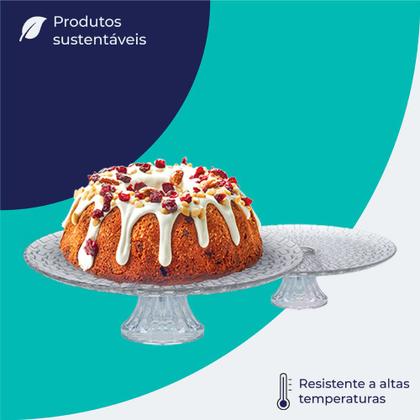 Imagem de Prato de Vidro com Pé Gourmet para Bolos e Sobremesas Ruvolo