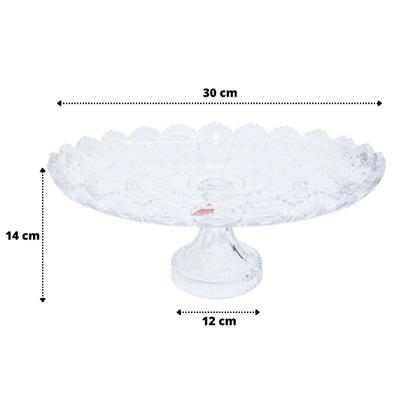 Imagem de Prato De Vidro Em Relevo Com Pé 30cm Boleira Centro de Mesa