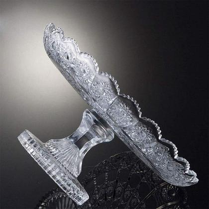 Imagem de Prato De Vidro Em Relevo Com Pé 30cm Boleira Centro de Mesa