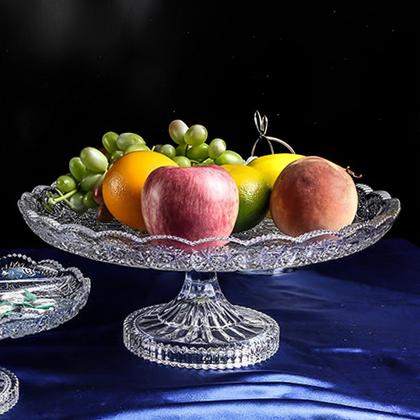 Imagem de Prato De Vidro Em Relevo Com Pé 30cm Boleira Centro de Mesa