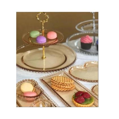 Imagem de Prato Duplo De Cristal Para Doces Pearl Âmbar Wolff