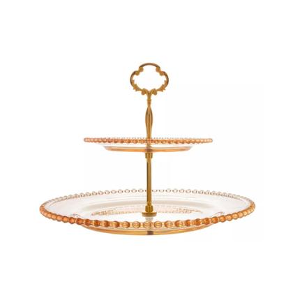 Imagem de Prato Duplo De Cristal Para Doces Pearl Âmbar Wolff