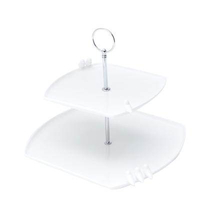 Imagem de Prato duplo porcelana para doce Birds branco 27cm/ 19cm Wolff - 18115