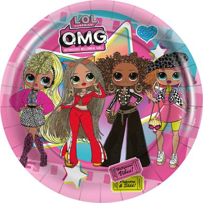 Imagem de Prato Festa LOL OMG De Papel Aniversário 12 Unidades