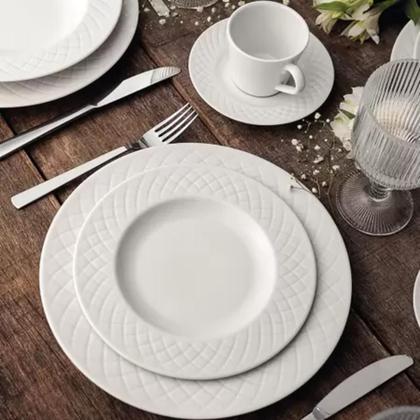 Imagem de Prato Fundo 23cm Porcelana Ingrid Tramontina Relevo Branco Refeição