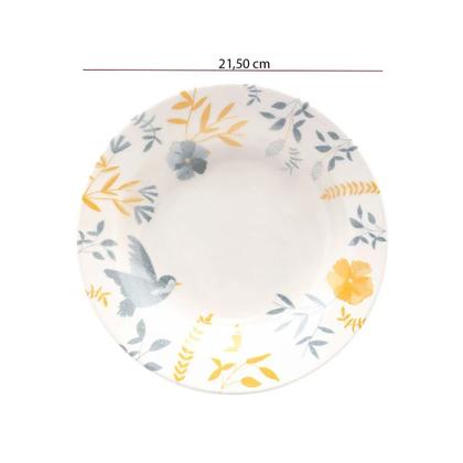 Imagem de Prato Fundo de Cerâmica Donna Bem-Te-Vi 21,5cm 6un - Biona 5409