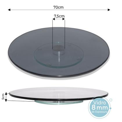 Imagem de Prato Giratório 8mm Vidro Temperado Resistente Fumê 70cm