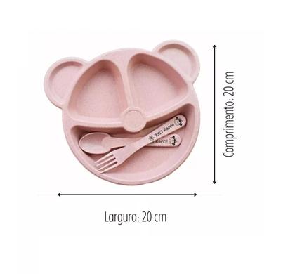 Imagem de Prato Infantil Bebê Alimentação C/ 3 Divisórias Bebes Urso