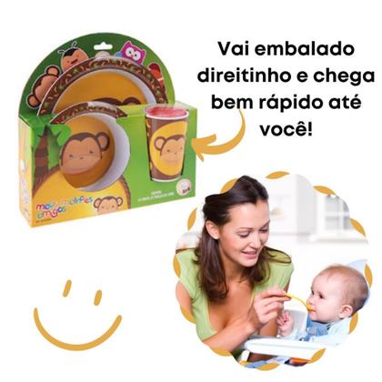 Imagem de Prato Infantil Tigela Copo Animais Infantil Alimentação Criança Desenhos - Baratotal Store