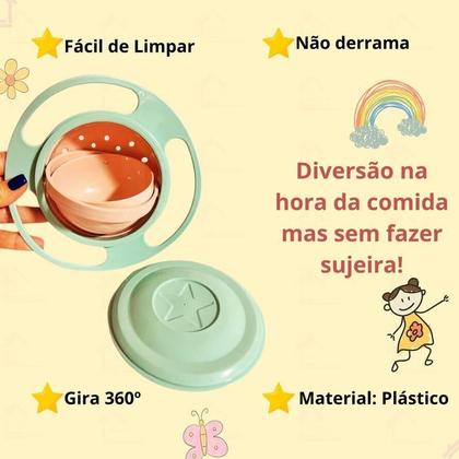 Imagem de Prato Mágico Infantil Giratório E Copo Antivazamento - Rosa