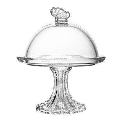 Imagem de Prato para Doce com Pé e Tampa Butterfly Cristal Wolff 15x15x18cm