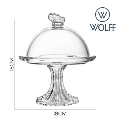 Imagem de Prato para Doce com Pé e Tampa Butterfly Cristal Wolff 15x15x18cm