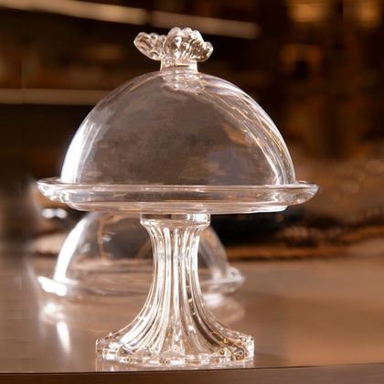 Imagem de Prato para Doce com Pé e Tampa Butterfly Cristal Wolff 15x15x18cm