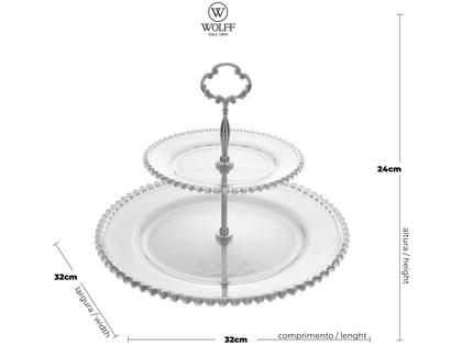 Imagem de Prato para doces de cristal Pearl 2 andares Wolff
