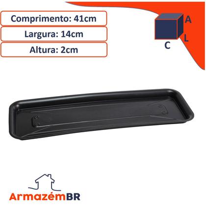 Imagem de Prato Para Vasos De Flor Floreira Jardineira Retangular 41cm - AMZ